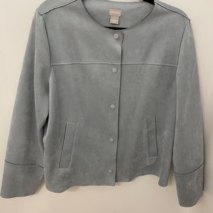 Chicos Size 2 light blue light suede jacket